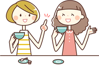 お茶を飲む女性二人